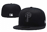Phillies Team Logo Black Fitted Hat LX